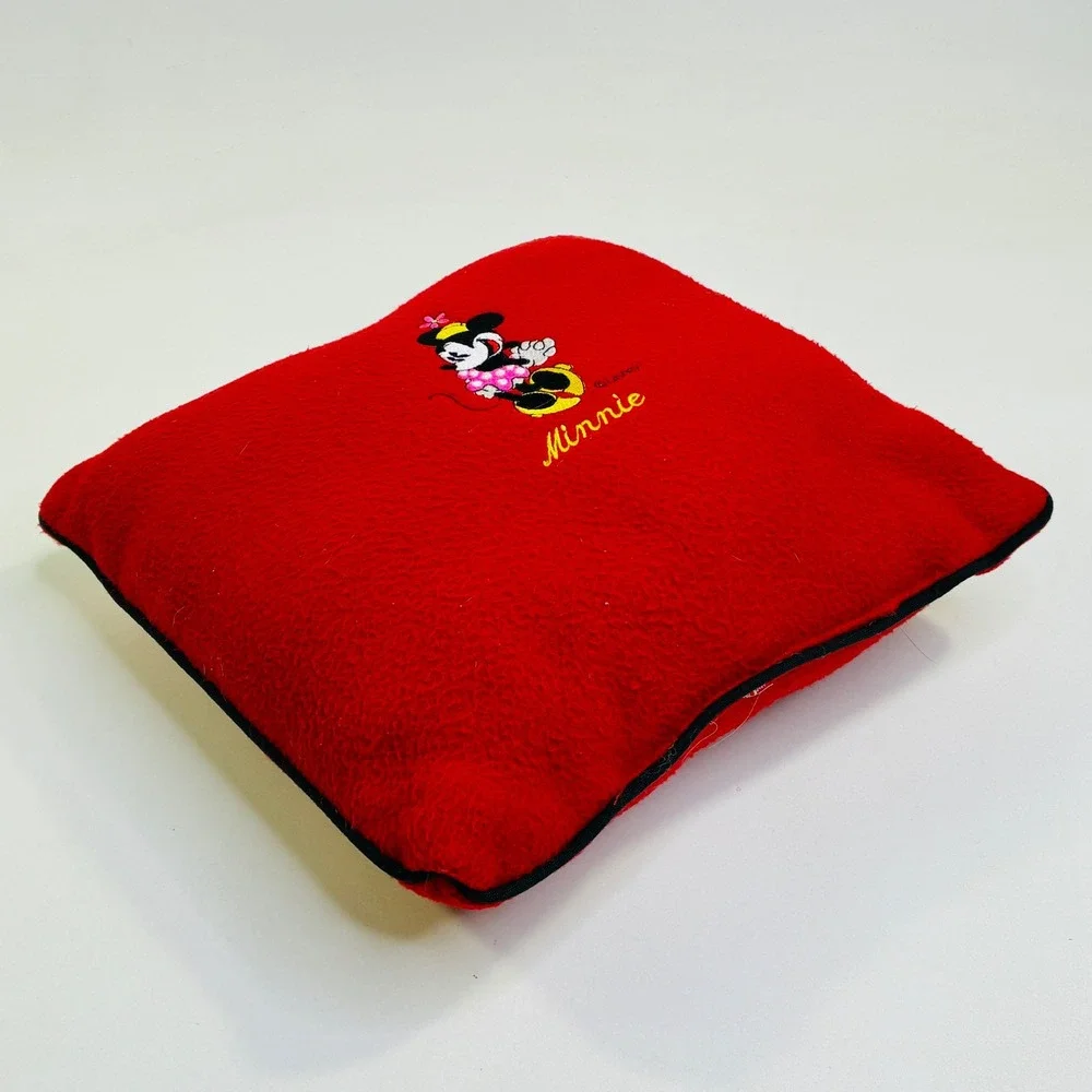 Disney Minnie Mouse Red Fleece Embroidered Decorative Throw Pillow Square 12x12